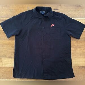 Weekenders Black Scuba Luau Edition Embroidered Casual Button Down Shirt